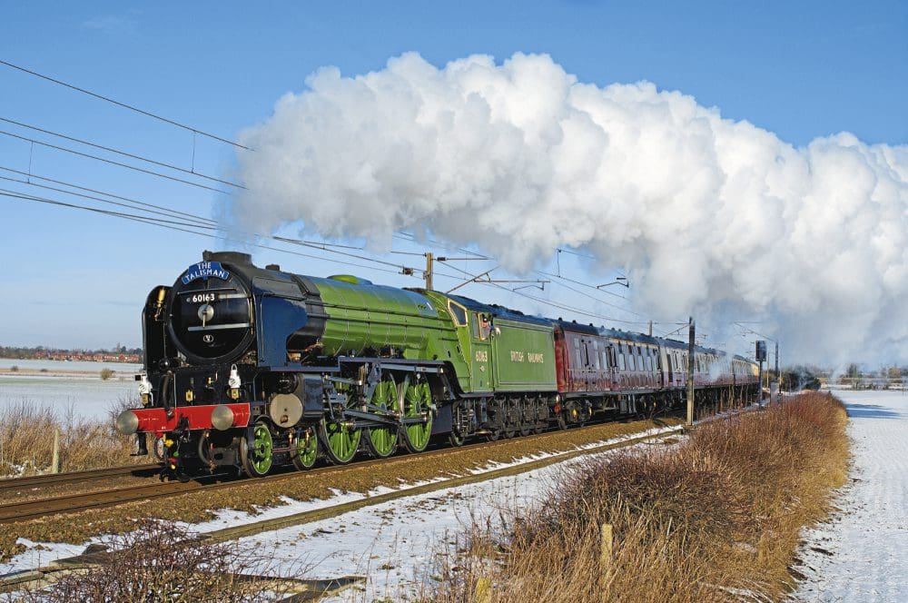 A great shot of the 60163 Tornado in steam on a winter day.