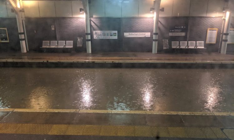 The scene at Rotherham station