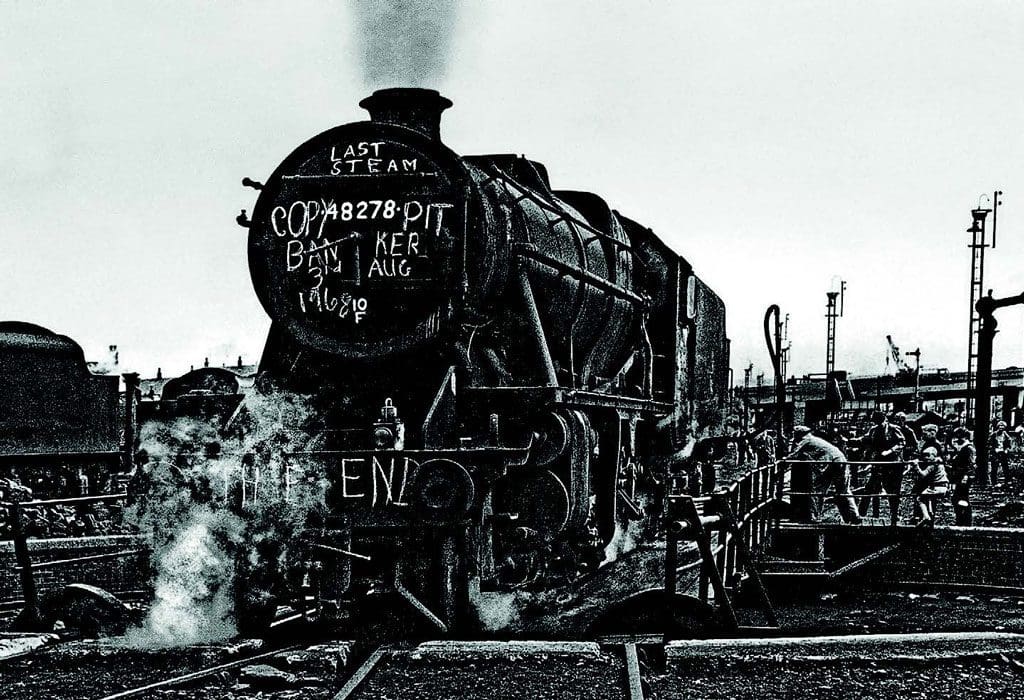 Its smokebox appropriately ‘chalked up’, LMS Stanier 8F No. 48278 stands on the Rose Grove turntable after completing the last steam banking turn on August 3, 1968. Photo: Terry Flinders