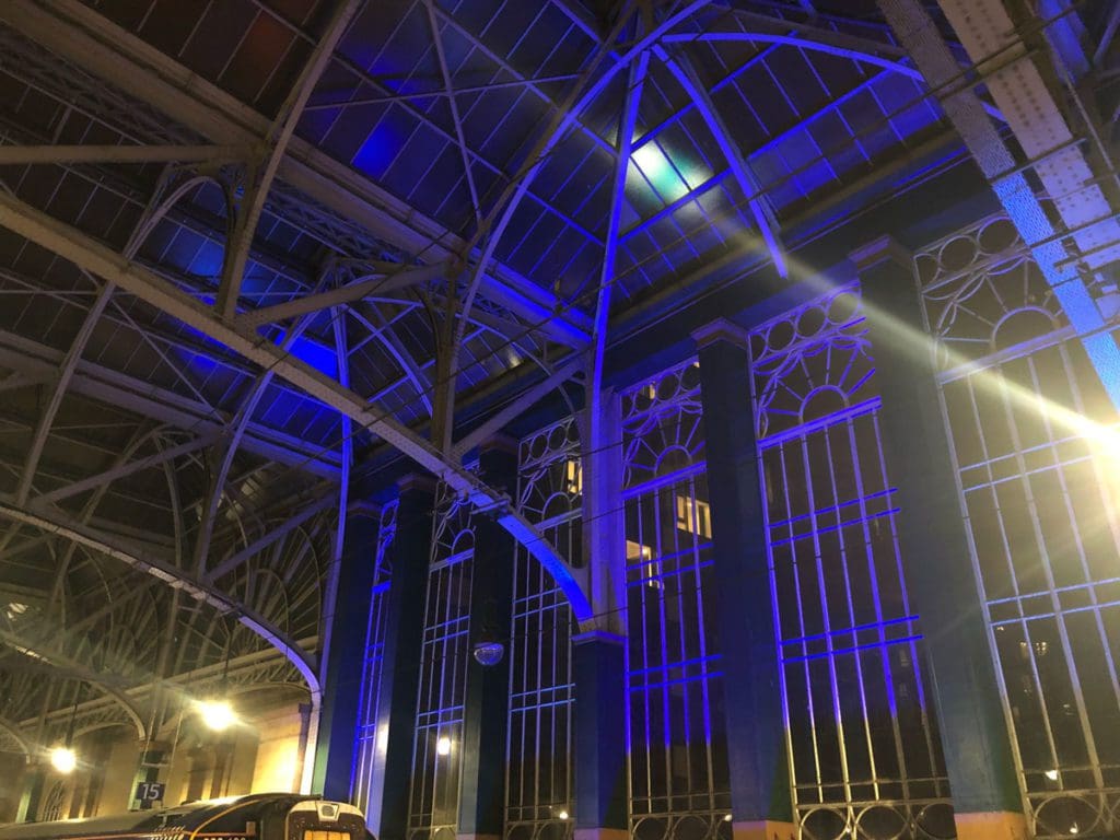 Glasgow Central Station Lit It Blue for our NHS heroes