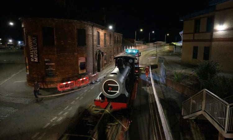 uring the Night a Steam Loco is moved to the NRM “The Glasgow-built Cape Government locomotive arrives at the National Railway Museum in York where it will go on public display for the first time as part of the museum’s regeneration plans.” It’s also wood burning and worked in South Africa for much of its life.